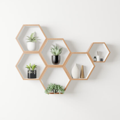 Wandregal-Set Honeycomb Art Wood